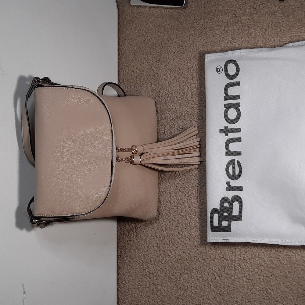 Brentano Taupe Vegan Crossbody Purse